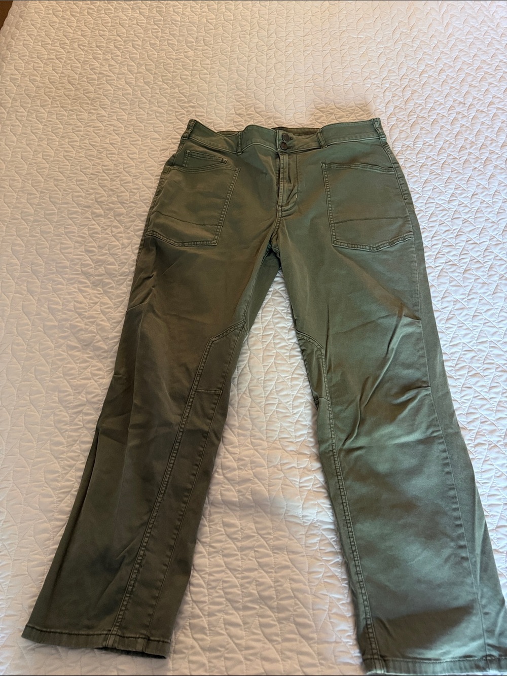 Pilcro Olive Green Wide-Leg Utility Jeans